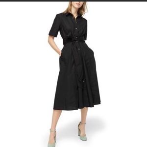 NWT J. Crew Black Tie waist, Short Sleeve Shirt Dress